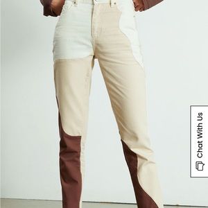 Pacsun cream and brown colored jeans